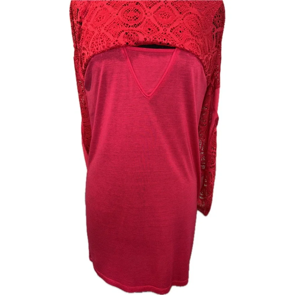Yest Lace‎ Overlay Sheath Dress Size 6 Pink Handkerchief Hem Sleeveless Festival